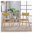 Century Fabric Dining Chairs with Natural Oak Finish(Set of 2) (Green