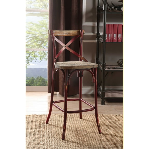 Antique Red Wooden Bar Chair