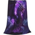 thumbnail image 2 of Dragon Blanket 60"X80"Animal Throws Purple Blanket Gifts Dragon Lover Dragon Decor Soft Cozy Fleece Flannel Bedding Blanket for Boys Girls Kids, 2 of 6