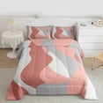 thumbnail image 2 of jejeloiu Modern Geometric Striped Full Size Comforter Sets,Pink White Gray Bedding Sets For Girls Kids Reversible 3 Pieces, 2 of 8