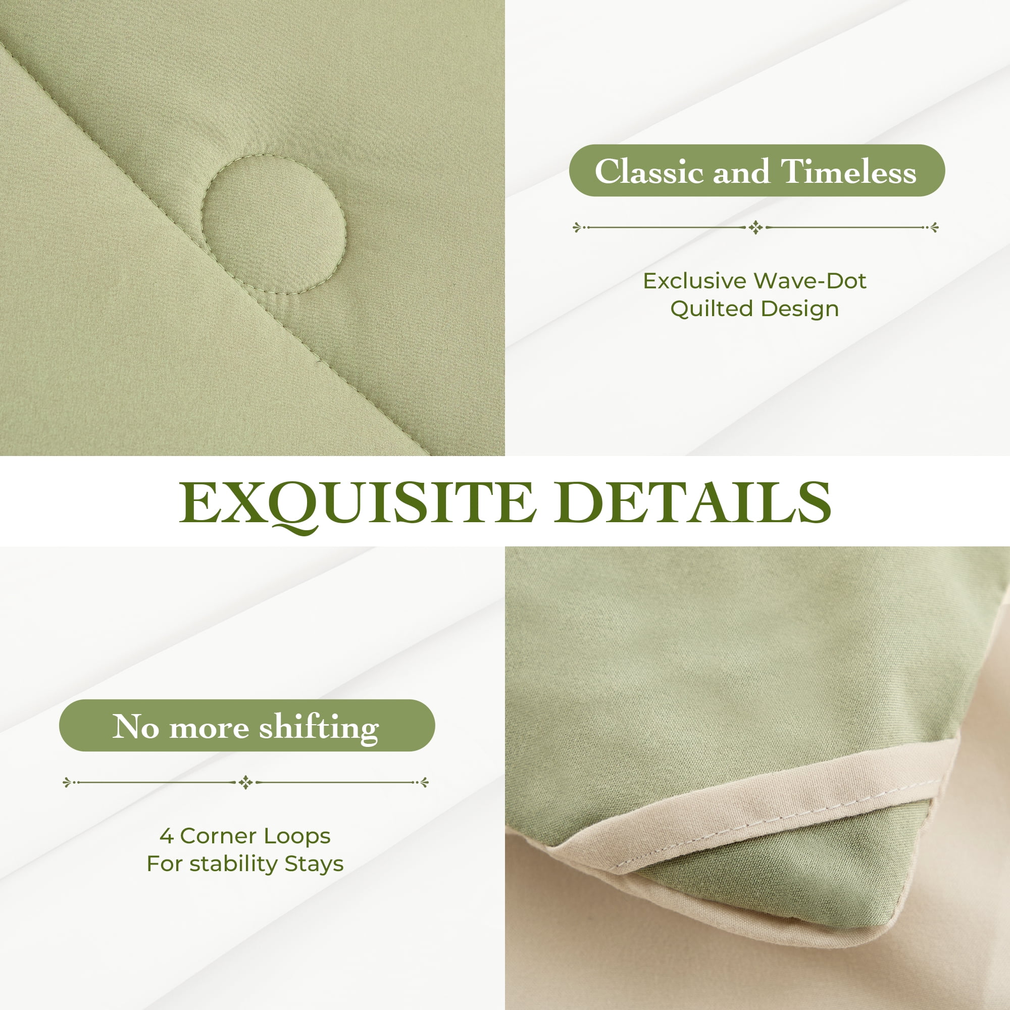 BDEUS Twin XL Bed in a Bag 5 Piece Comforter Set, Soft Microfiber Bedding Set with Sheets, Reversible All Season Down Alternative Comforter, Sage Green