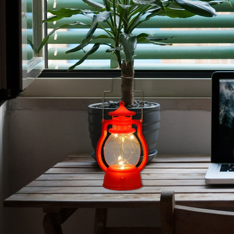 Battery Powered Vintage Hurricane Lantern LED Lamp with Dimmer