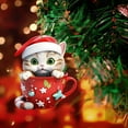 thumbnail image 6 of Acrylic Christmas Decorations for Tree Teacup Cat 2D Flat Ornaments Xmas Hanging Vintage Christmas Ornaments New Year Pendant Holiday for Christmas Tree Party Decor, 6 of 7
