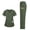 Green, variant on Scrubs Set for Women with Pockets V-Neck Short Sleeve Top & High Waist Straight Leg Pants Medical Uniforms for Nurse, Doctor, Healthcare Workers