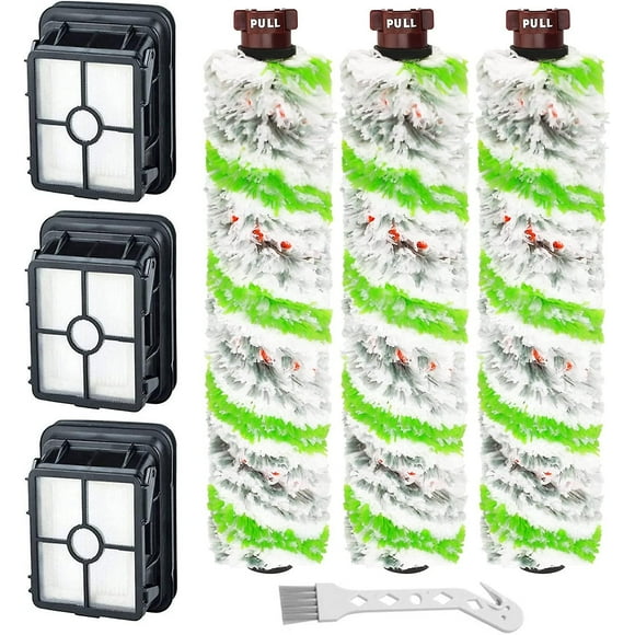3pcs Anti-tangle Multi-sided Pet Brush + 3pcs 1866 Vacuum Filter Bissell Crosswave Replacement, Vs. 1613568 & 161-3568, 1608684