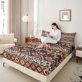 thumbnail image 4 of Feelyou Hippie Western Aztec Twin Sheet Sets, Fashion Leopard Cheetah Print Twin Fitted Sheet, Teens Adult Men Women Flat Sheet, Microfiber Bedroom Decor, 3 Pieces, 4 of 7
