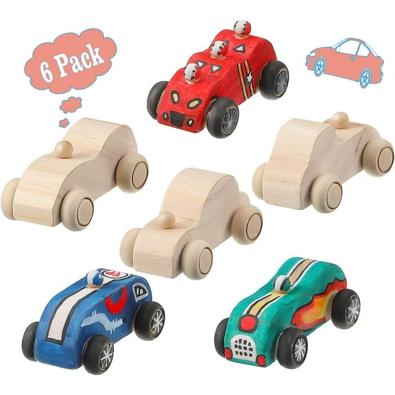 YIYOUZQT 6 Pcs Wood DIY Car Toys, Unfinished Wooden Cars, Paintable Wood Toys, Wooden Crafts for Students Home Activities Craft Projects Easy Woodworking,Best Birthday Christmas Gift for Kids