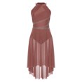 thumbnail image 5 of iiniim Women's Lyrical Dance Dress Halter Sleeveless Mesh Tulle High Low Skirt Leotard Modern Contemporary Dancewear Dusty Pink XXL, 5 of 7