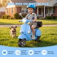 thumbnail image 3 of Vespa Officially Licensed 12V Kids Ride On Motorcycle, Dual 100W Motors Electric Scooter with Training Wheels, PU Seat, Storage Trunk, Music & LED Lights, Ages 3-6, Blue, 3 of 10