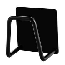 Ikeay Shelves| Kitchen Stainless Steel Adhesive Sponge Holder Dishcloth Brush Storage Holder Sink Caddy Proof Black, 1×Hook, Black