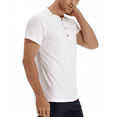 thumbnail image 4 of JWD Classic henley style Three button henley closure, Mens Henley Short Sleeve T-Shirt Cotton Casual Shirt Mens ShirtsSummer Daily T-Shirts, 4 of 5
