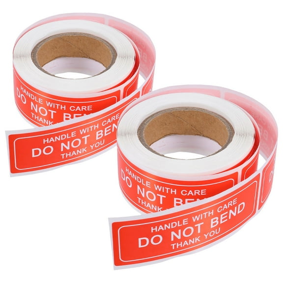 2 Rolls Fragile Shipping Labels Handle with Care Stickers Red