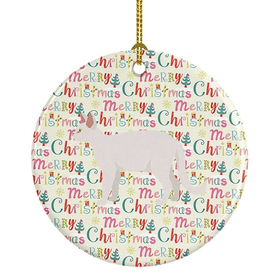 White Devon Rex Cat Christmas Ceramic Ornament 2.8 in x 2.8 in