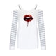 thumbnail image 5 of Blusa de empalme de manga larga con estampado casual para mujer Tops de camiseta sin tirantes Fridja hj1654, 5 of 6