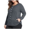 thumbnail image 2 of Sevevn Cardigan Sweaters for Women Women Women's Plus Size Long Sleeved Solid Color Bottom Pocket Button Cardigan Casual Short Sleeve Blouse Sales Today Clearance Dark Gray XXL, 2 of 6