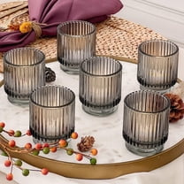 36PCS Smoke Gray Vintage Ribbed Glass Tealight Votive Candle Holders by Kate Aspen, Fall Decor, Boho Decor, Shelf Decoration | Perfect Hostess Gift or Home Decor