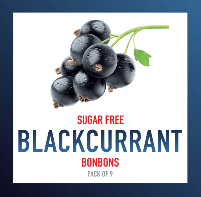 Swiss Imports Sugar Free Bonbons Hard Candy Drops, Blackcurrant, 1.4 oz/ 40g Box, 9 Pack
