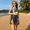thumbnail image 3 of Easygdp Surrealist Goat para Vestido Transpirable de Mujer, Vestido Suelto de Manga Corta con Pliegues y Bolsillos para el Verano, 3 of 7