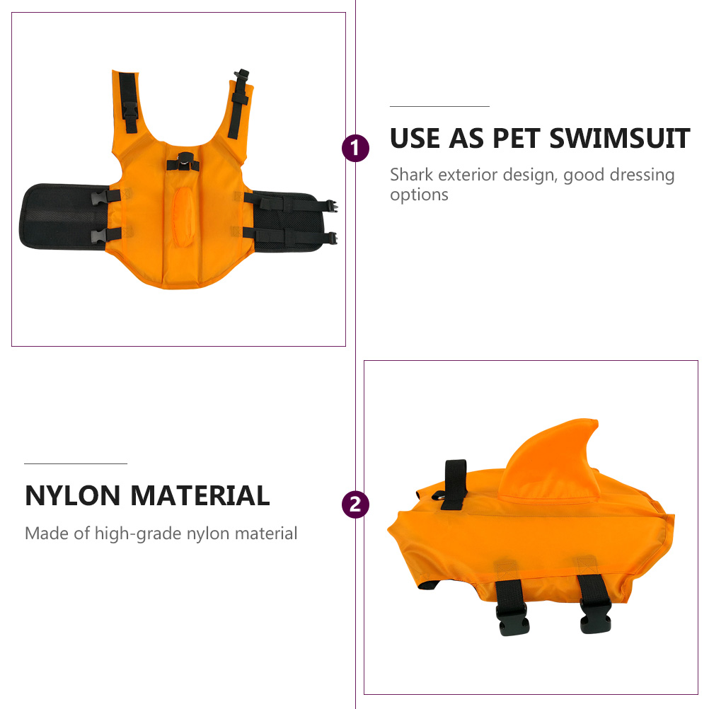 FOMIYES Pet Inflatable Vest Pet Life Vest Orange Nylon Safety Protection 1Set