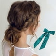 thumbnail image 2 of Unique Bargains 1 Pc Satin Bow Ribbon Duckbill Hair Clips Hairdo Clip Blue, 2 of 5