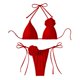thumbnail image 1 of Conjunto traje baño flores 3D para mujer Traje baño piezas Top con cuello halter, 1 of 5