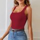thumbnail image 3 of Camiseta sin mangas de punto acanalado para mujer, cuello redondo, corte ajustado, básica informal, poliéster, tallas S-XXL, 3 of 6