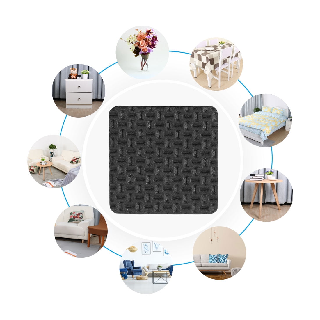 8 Pieces Black Floor Furniture Guard Anti Slip Skid Pads Protector 38mmx38mmx4mm