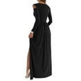 thumbnail image 6 of Women Long Sleeve Slit Maxi Long Dresses Deep V Neck Cold Shoulder Dress for Women Casual Evening Date, 6 of 9