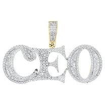 10K Yellow Gold Genuine Diamond Mens 'CEO' Pendant Tiered Statement Charm 1/5 CT