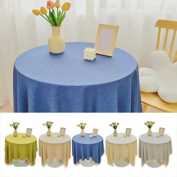 Nkmbld Table Runner for Kitchen Tablecloths with Fringe for Small Tables, Linen Sqaure Table Cloth for Wedding, Party, Indoor,Outdoor, Blue