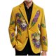 thumbnail image 4 of Ceisia Mardi Gras 3D Mask & Feather Embroidered Corduroy Blazer for Men, Relaxed Fit Festive Party Coat with Pockets Gifts, 4 of 6
