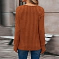 thumbnail image 4 of Women's V-neck Pullover Long Sleeve Button-up Knitted T-shirt Winter Everyday Casual Tops Women's Sweater, 4 of 17