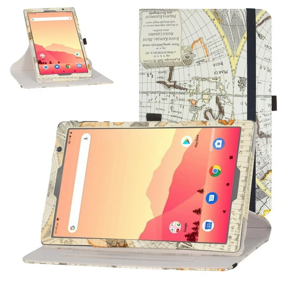 Labanema Vankyo MatrixPad S20 10 inch Tablet /Yuntab D107 Case, 360 Degree Rotary Stand Vankyo MatrixPad S20 10 inch Tablet /Yuntab D107 Cover (Map White)