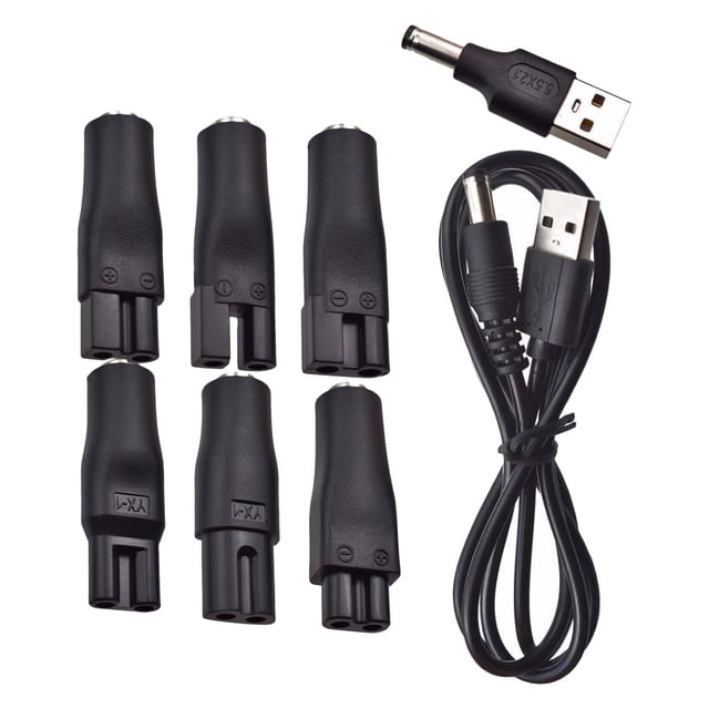 unbranded 1Jgo Cable De Carga USB Para Cuchillas Y Afeitadoras Con Adaptador 5521 Negro Universal