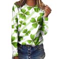 thumbnail image 1 of Pompotops T-shirts Décontractés à Manches Longues pour Femmes Imprimé St. Patrick Col Rond Chandail Tops Liquidation, 1 of 5
