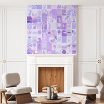 Idea4wall 4pcs Chic Purple Graphic Elements Trendy and Eclectic Mix for Stylish Wall Murals, Removable Self-Adhesive Stick Wallpaper Large Wall Stickers for Home Decorative, 96"x96"