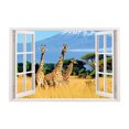 thumbnail image 3 of Adhesivo de pared 3D con diseño de jirafa, paisaje, ventana, safari, 90 x 60 cm, 3 of 3