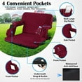 thumbnail image 7 of Stadium Seat for Bleacher & Bench Portable Folding Chair with Padded Cushion Reclining Stadium Chair with Back Support, Shoulder Straps, Zipper Bag, Red, 7 of 7