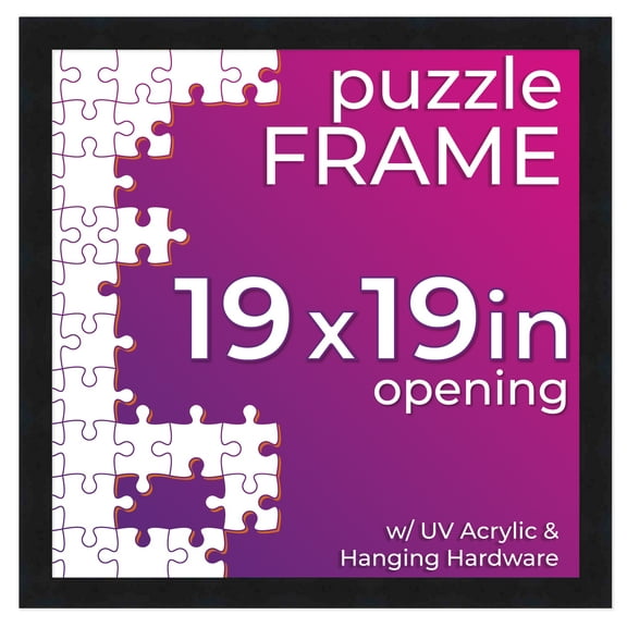 19x19 Jigsaw Puzzle Frame Kit - Kit Includes Puzzle Glue Sheets, Black Wood Puzzle Frame, UV