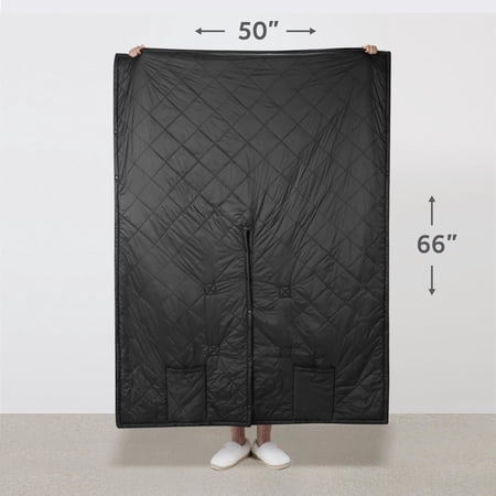 SUNBEAM ON-THE-GO CORDLESS HEATED THROW BLANKET WITH HOOD GRAY NYLON/MICROPLUSH 50X66