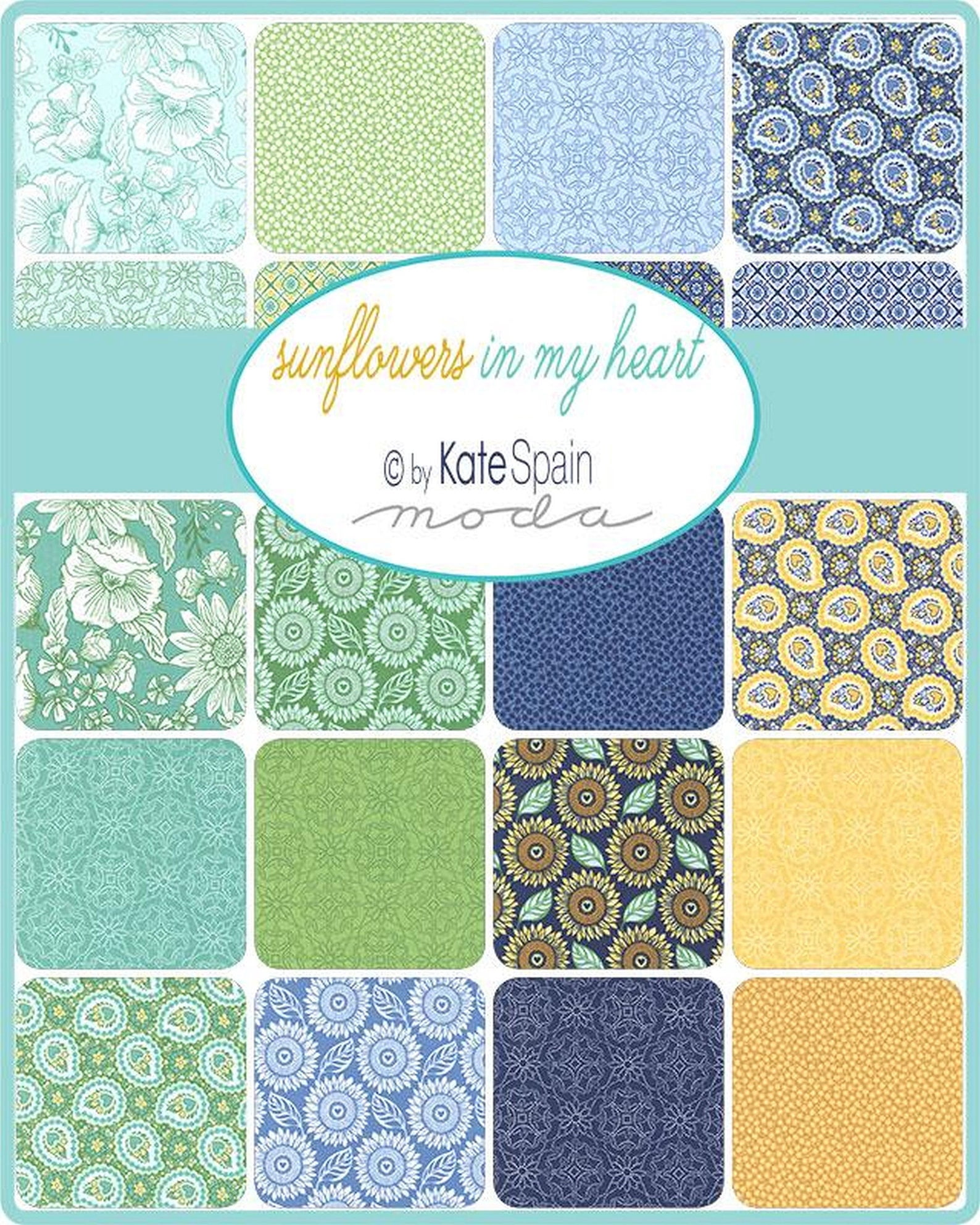 Sunflowers In My Heart Layer Cake by Kate Spain ; 42 - 10" Precut Fabric Quilt Squares