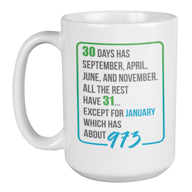 Funny January Has 973 Days Coffee & Tea Mug for Coworker Friend (15oz) -  
