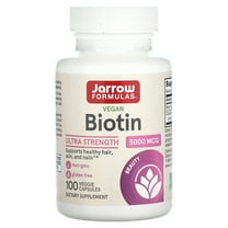 Jarrow Formulas Biotin 5000mcg, Energy Production, Skin and Hair Support, 100 Caps
