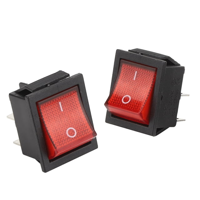 5 interruptores basculantes de 16 a, 250 v, 4 pines con luz roja, accesorio de control industrial, 31 x 25 mm