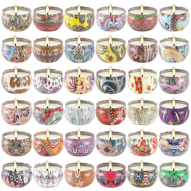 Set de velas aromáticas YOROXRG, paquete de 36 unidades, cera de soja, tarro de lata de viaje
