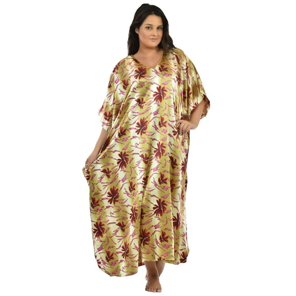 Up2date Fashion's Women's Caftan / Kaftan, Coral Lilies Print