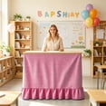 thumbnail image 2 of 75x180cm Rose Red Ruffled Flat Teacher Desk Skirt Washable Cover For Classroom Kitchen Back To School Party Decoration, 2 of 4