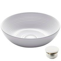 KRAUS Viva Round White Porcelain Ceramic Vessel Bathroom Sink with Pop-Up Drain, 13 in. D x 4 3/8 in. H