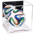 thumbnail image 1 of Acrylic Mini - Miniature (not Full Size) Soccer Ball Display Case with Mirror, White Risers and White Base (A015-WR), 1 of 2