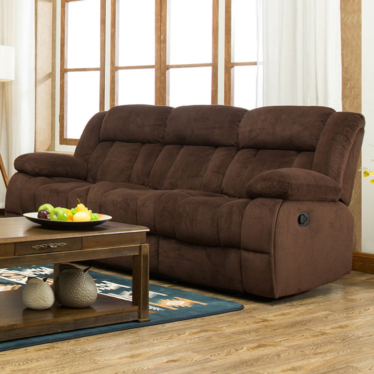 Traditonal Brown Fabric Recliner Sofa